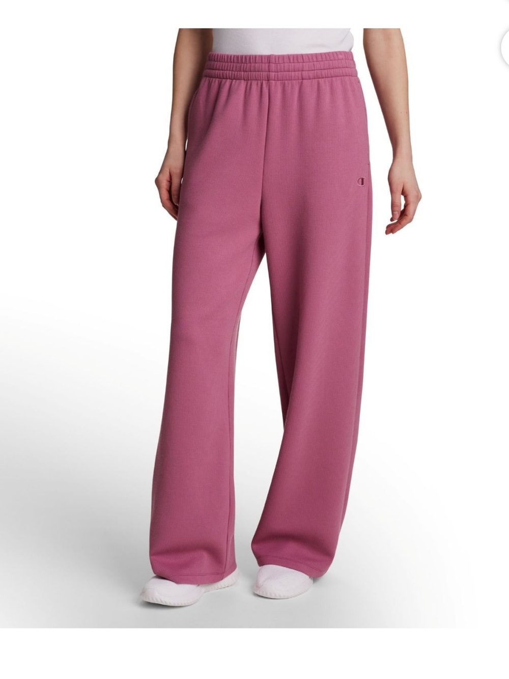Champion Wide-Leg Track Pants in Dusty Pink